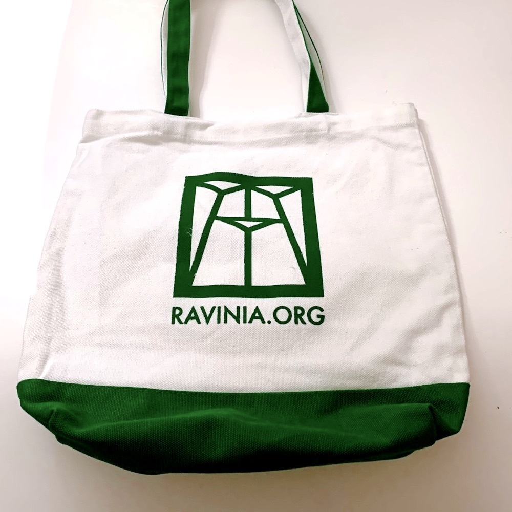 NWT RAVINA FESTIVAL Cotton Tote Bag, white and green